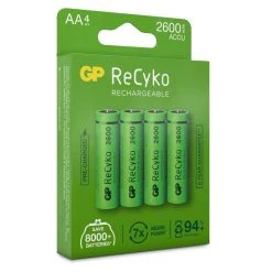 GP Batterier GP ReCyko AA-batteries 2600mAh 4-pack -Salomon shop gp batterier gp recyko aa batteries 2600mah 4 pack green 1